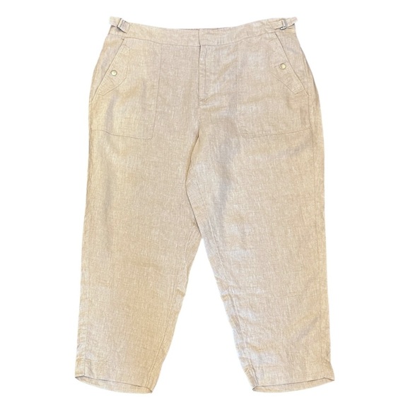 Athleta Voyager 100% Linen Tapered Ankle Pants in Natural Beige Women’s 18 $109 - Picture 4 of 7